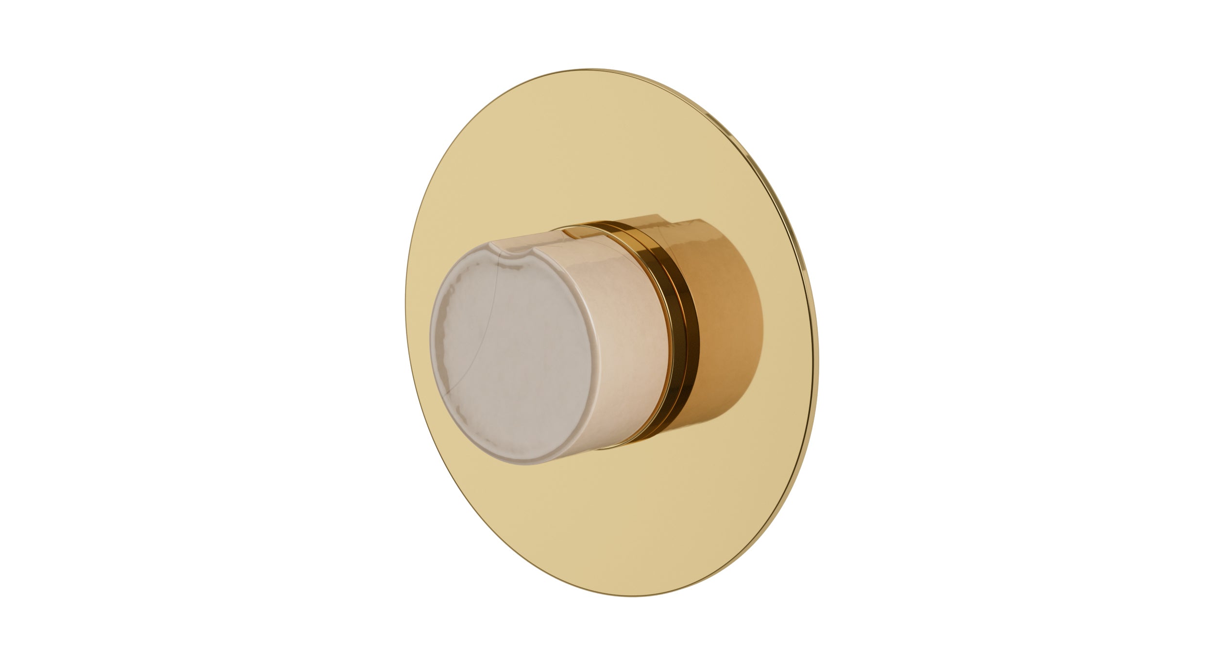 Foundry One Handle Wall Mount Shower Trim with Groove Ceramic Knob Handle in Polished Brass