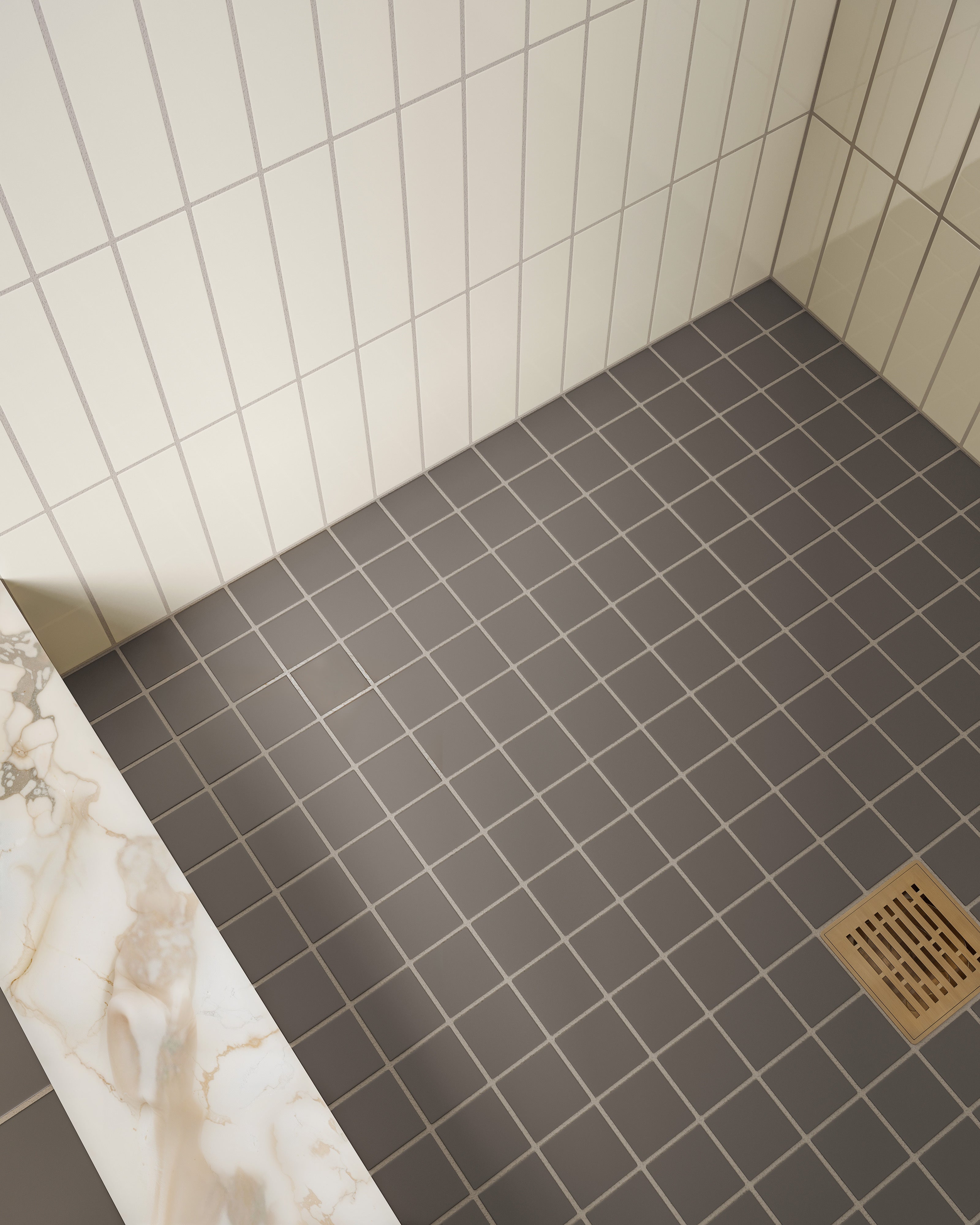2x2 Straight Set Sheeted Natural Press Ceramic Mosaic Tile in Timberline Matte