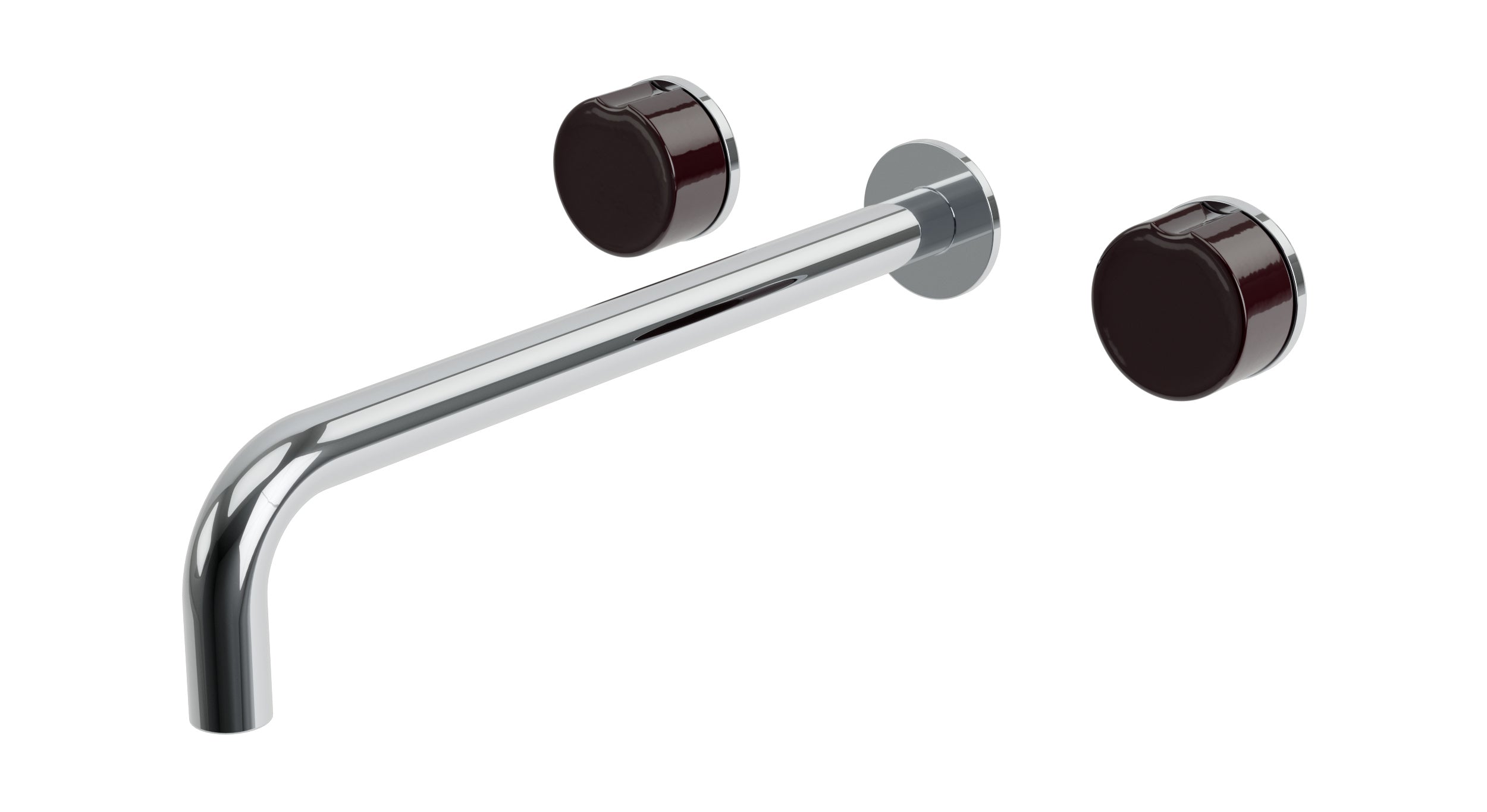 Foundry Two Handle Wall Mount 12" Lavatory Faucet with Groove Ceramic Knob Handles in Polished Chrome