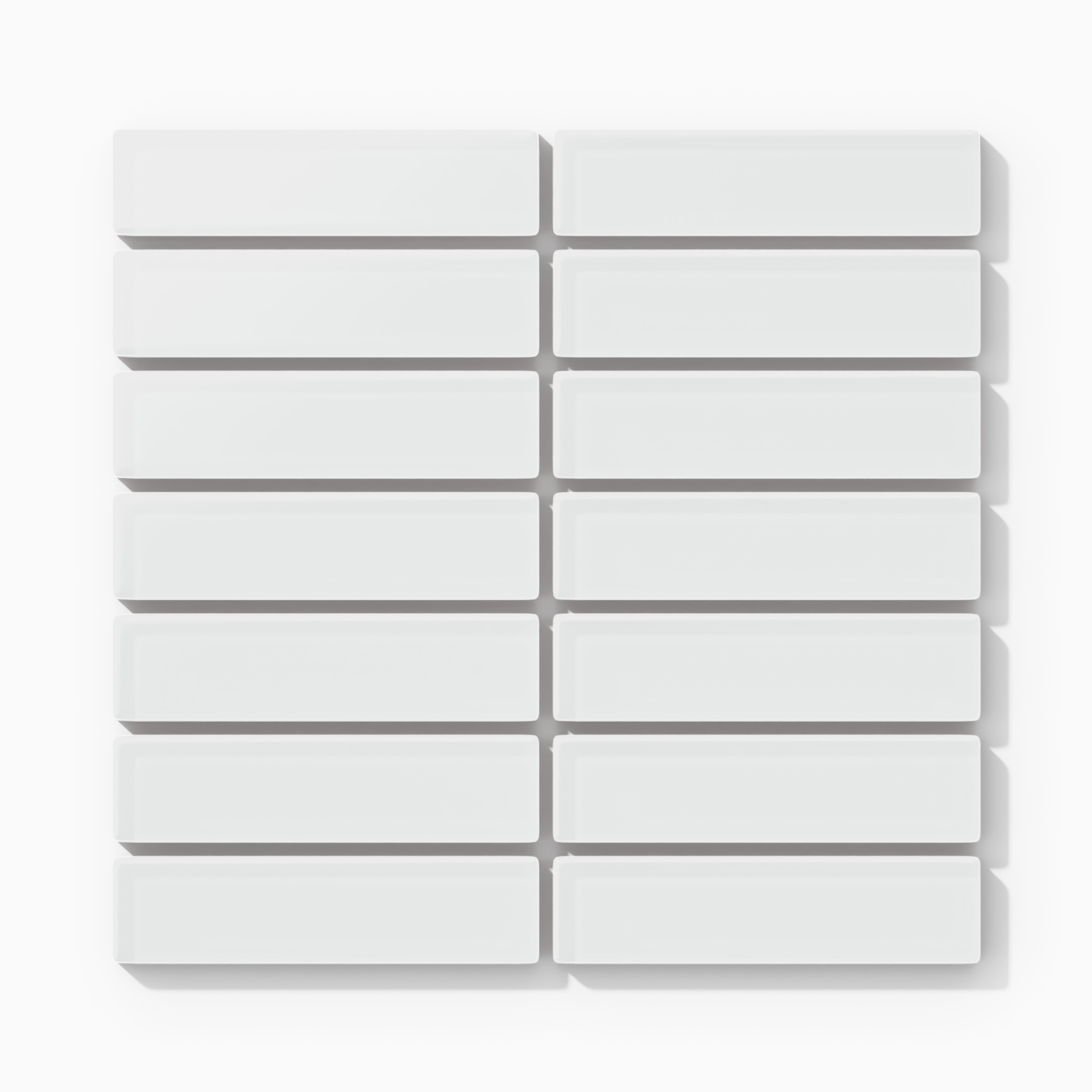 1x4 Straight Set Sheeted Glass Mosaic Tile in Egret Matte