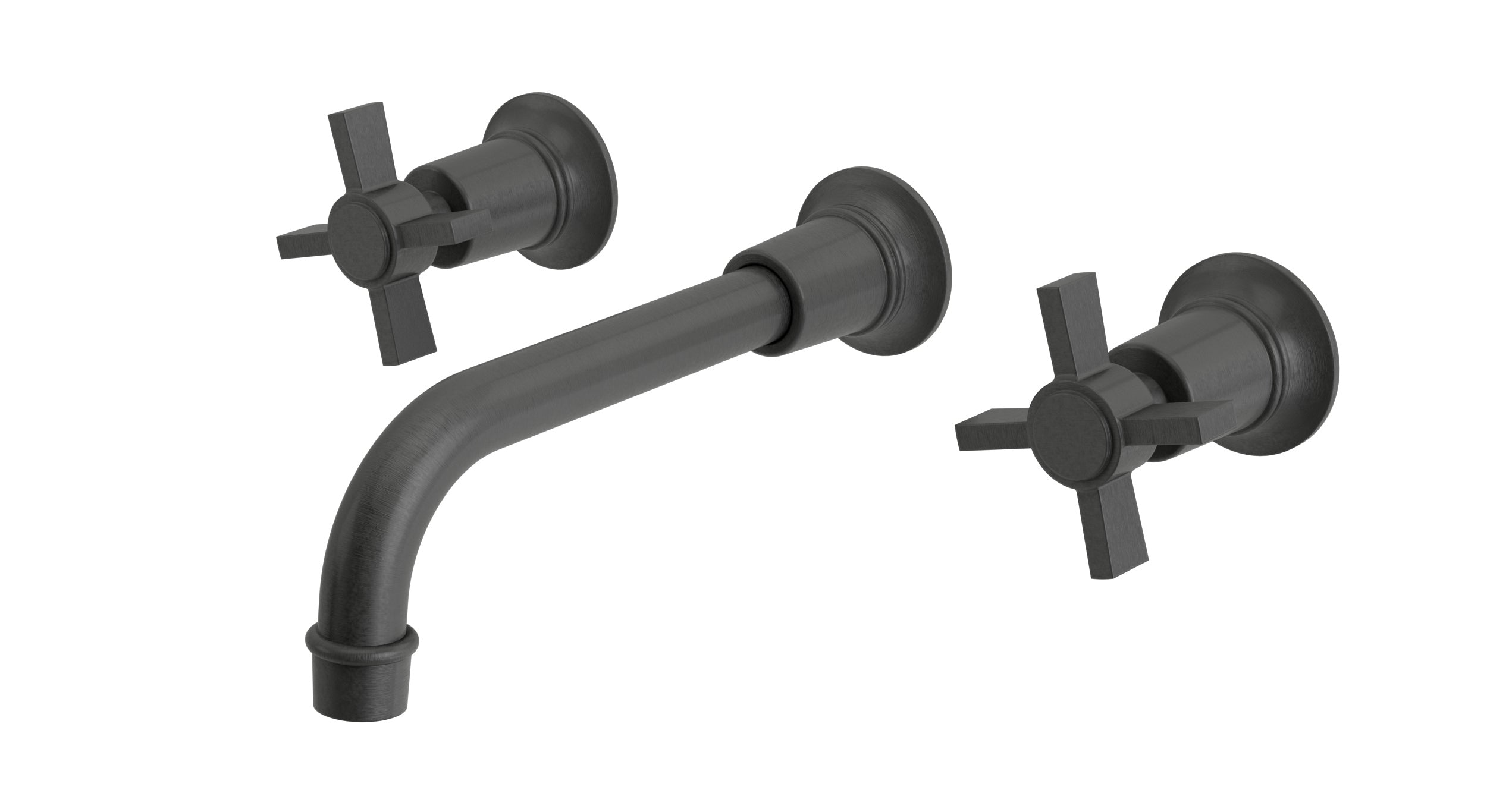 Emerson Two Handle Wall Mount 8.25" Lavatory Faucet with Defined Cross Handles in Blackened Nickel
