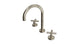 Contour Two Handle Deck Mount Gooseneck Lavatory Faucet with Soft Cross Handles in French Nickel