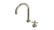 Contour One Handle Deck Mount Gooseneck Lavatory Faucet with Soft Cross Handle in French Nickel