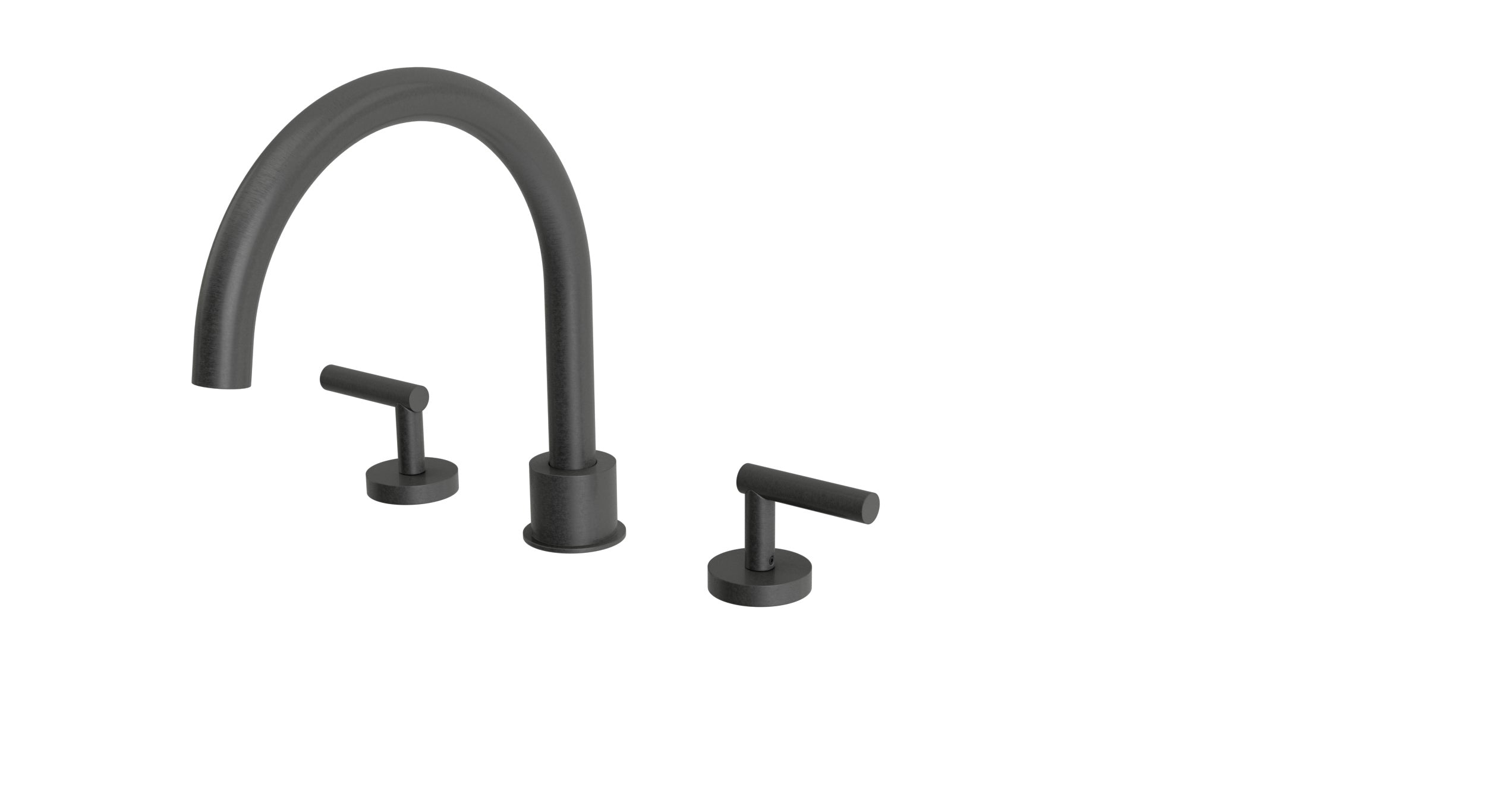 Contour Two Handle Deck Mount Gooseneck Bath Trim with Soft Lever Handles in Blackened Nickel