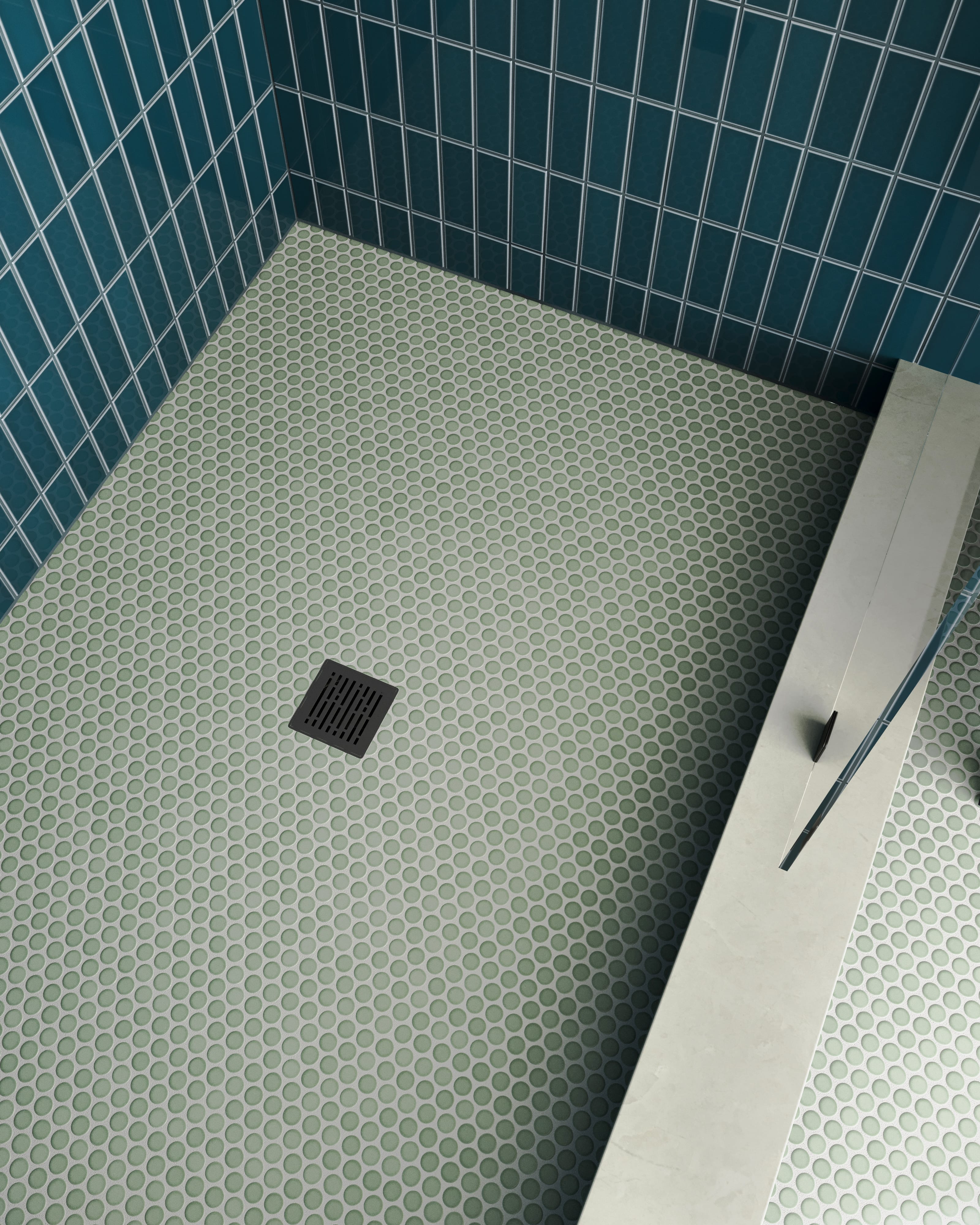 Penny Round Sheeted Original Ceramic Mosaic Tile in Overcast Gloss