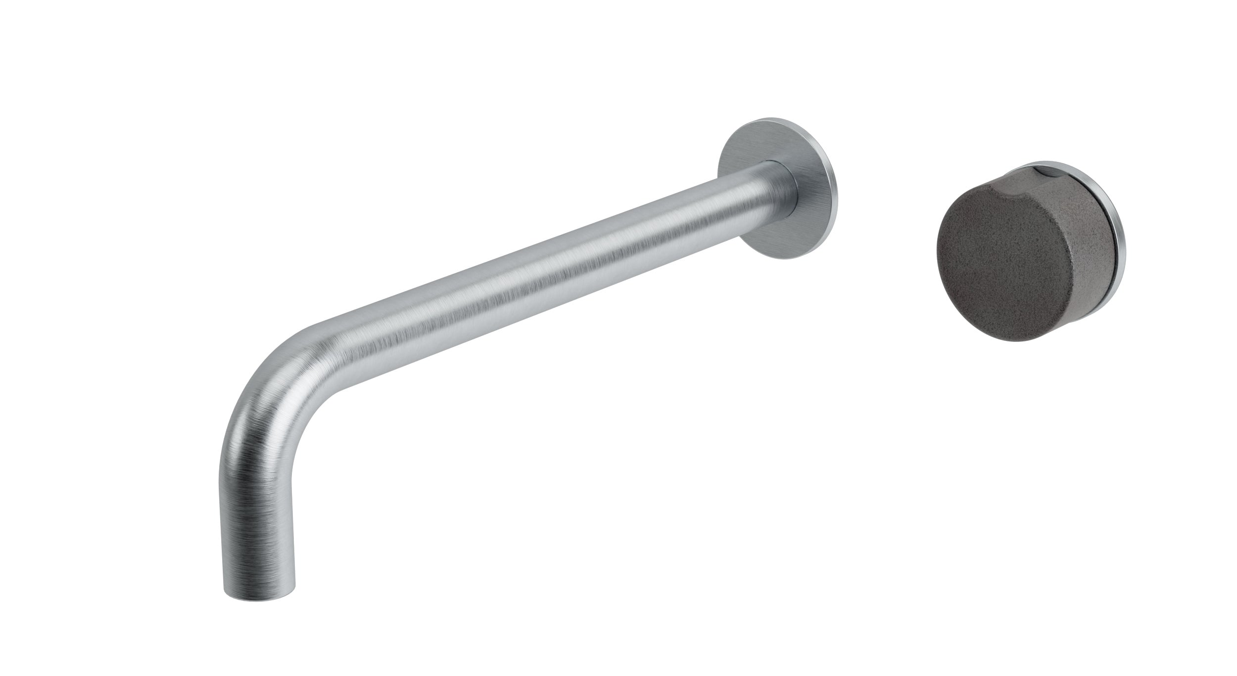 Foundry One Handle Wall Mount 10" Lavatory Faucet with Groove Ceramic Knob Handle in Satin Chrome