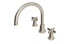 Emerson Two Handle Deck Mount Gooseneck Bath Trim with Defined Cross Handles in Satin Nickel