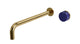 Foundry One Handle Wall Mount 12" Lavatory Faucet with Groove Ceramic Knob Handle in Uncoated Polished Brass