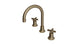 Emerson Two Handle Deck Mount Gooseneck Lavatory Faucet with Classic Cross Handles in Antique Brass