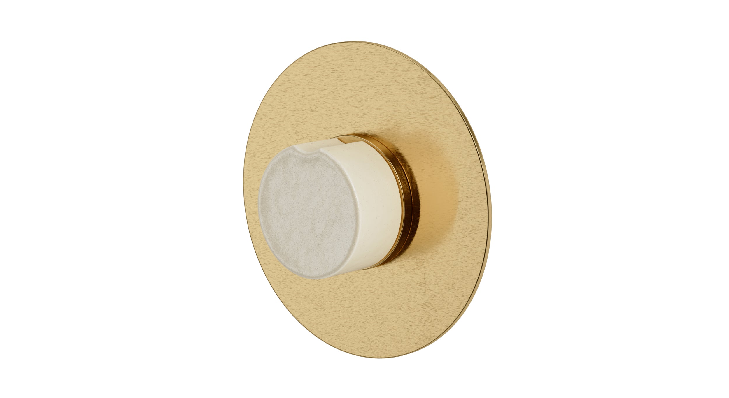 Foundry One Handle Wall Mount Shower Trim with Groove Ceramic Knob Handle in Satin Brass