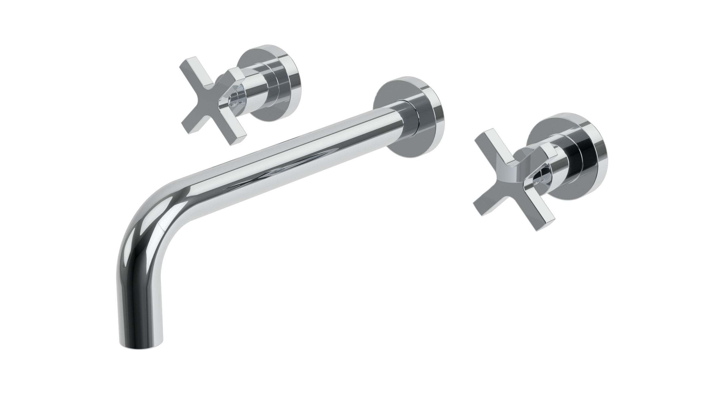 Flatiron Two Handle Wall Mount 10" Lavatory Faucet with Linear Cross Handles