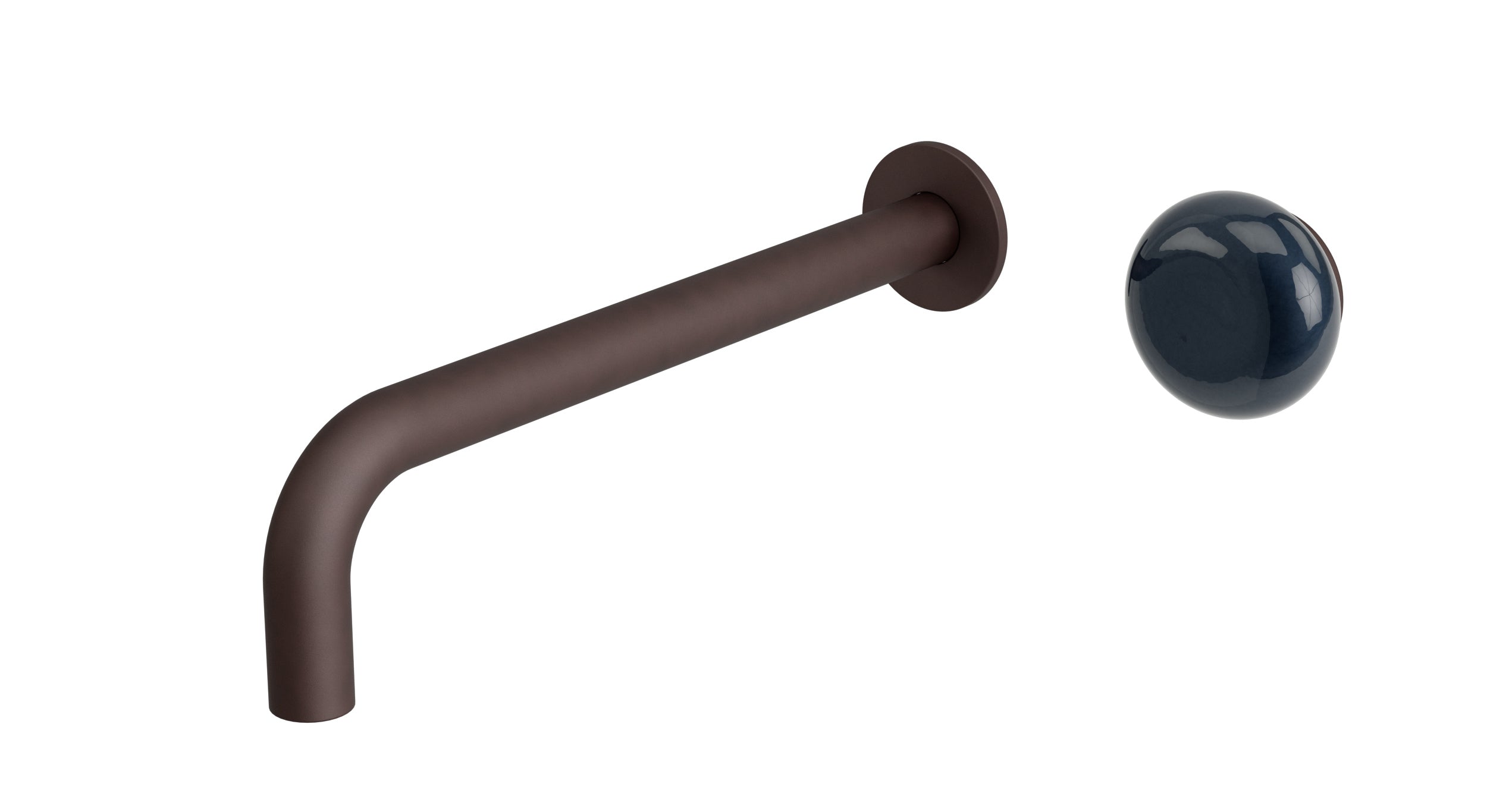 Foundry One Handle Wall Mount 10" Lavatory Faucet with Pebble Ceramic Knob Handle in Architectural Copper