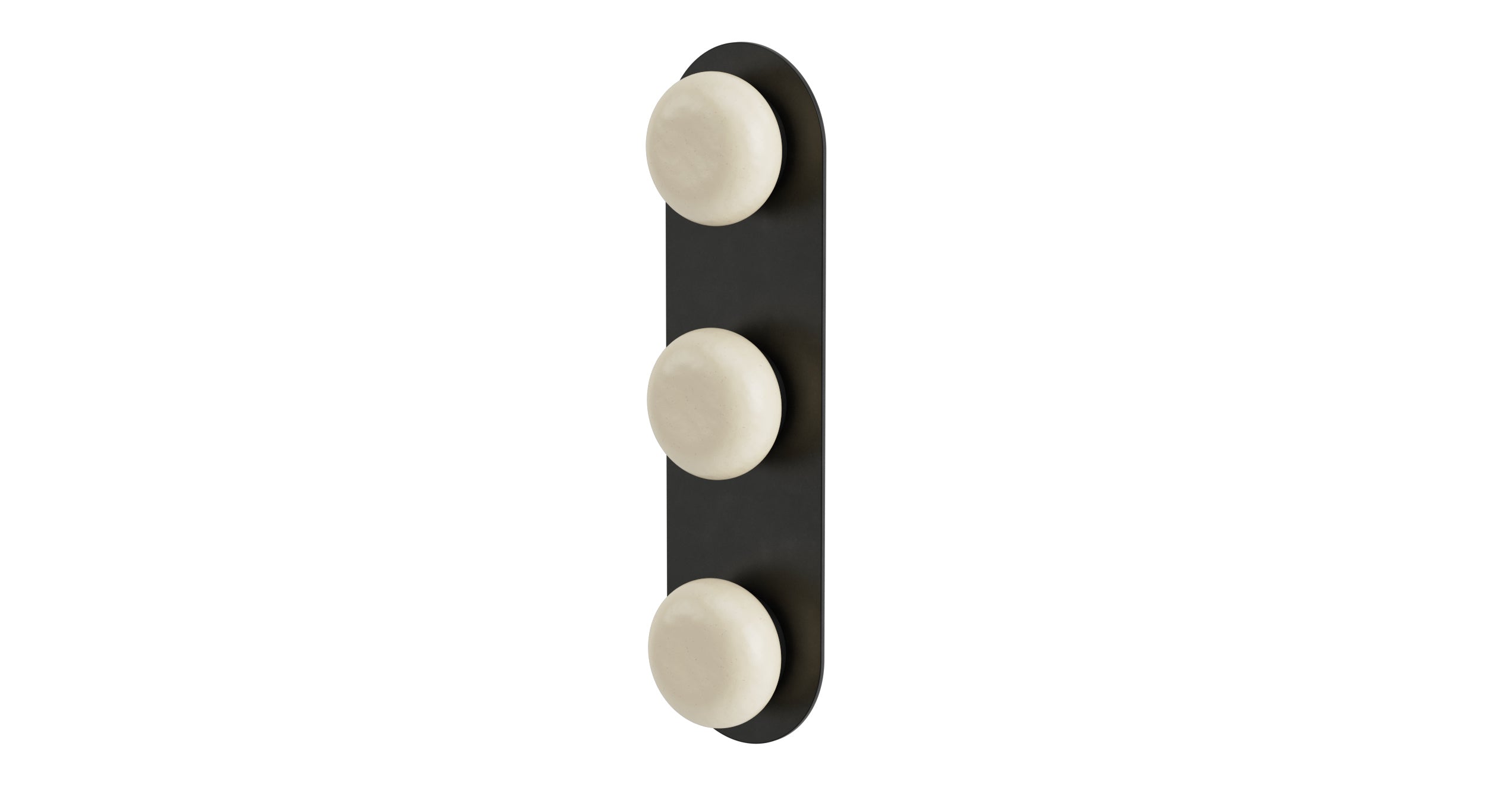 Foundry Three Handle Wall Mount Shower Trim with Pebble Ceramic Knob Handles in Oil Rubbed Bronze