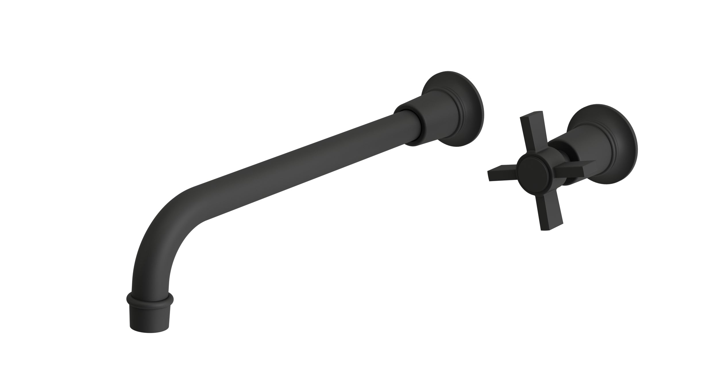 Emerson One Handle Wall Mount 12" Lavatory Faucet with Defined Cross Handle in Matte Black