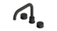 Foundry Two Handle Deck Mount Squaretop Bath Trim with Barrel Knob Handles in Matte Black