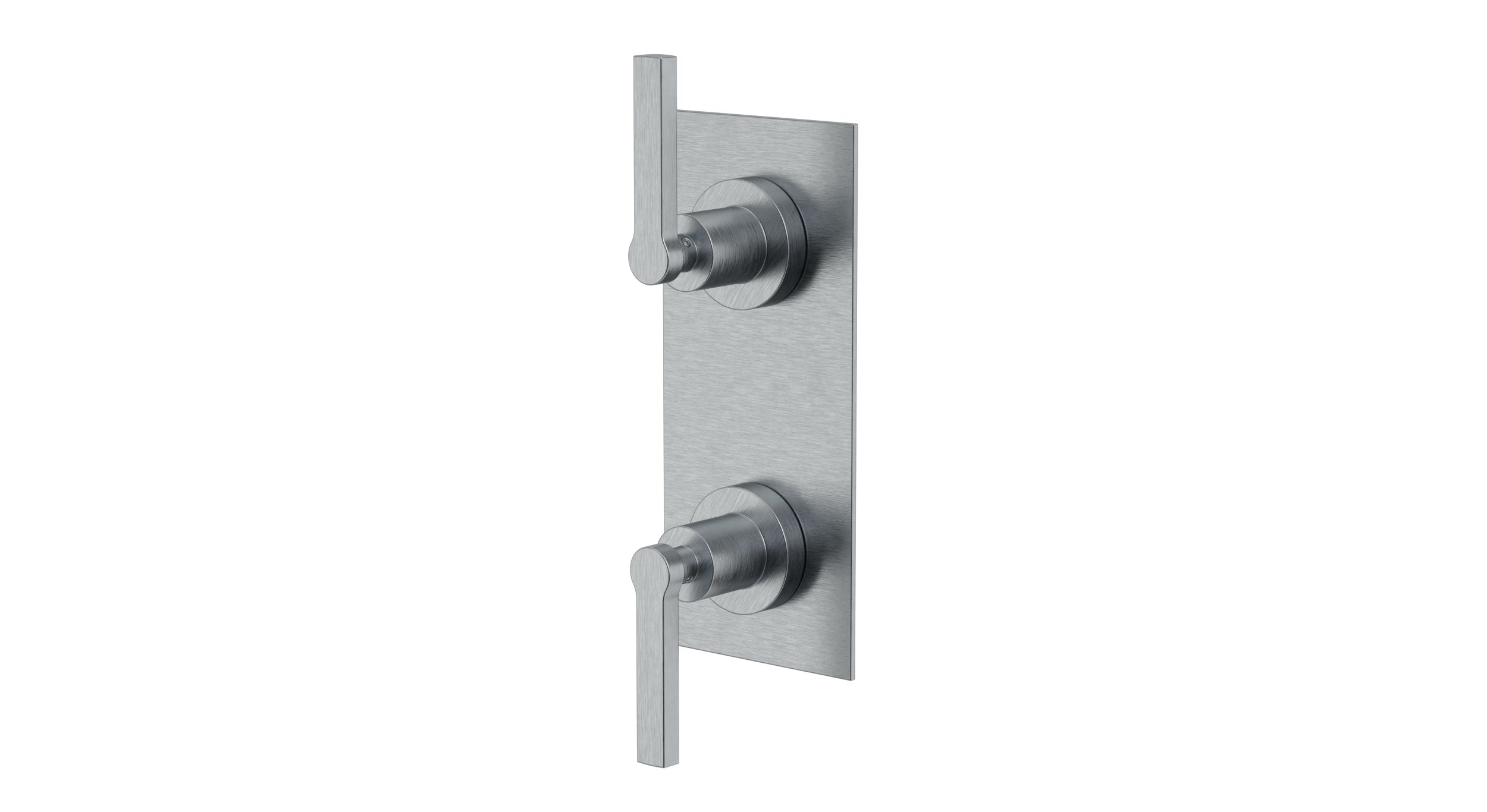 Flatiron Two Handle Wall Mount Shower Trim with Linear Lever Handles in Satin Chrome