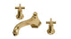 Emerson Two Handle Deck Mount Low Hexagon Bath Trim with Classic Cross Handles in Satin Brass