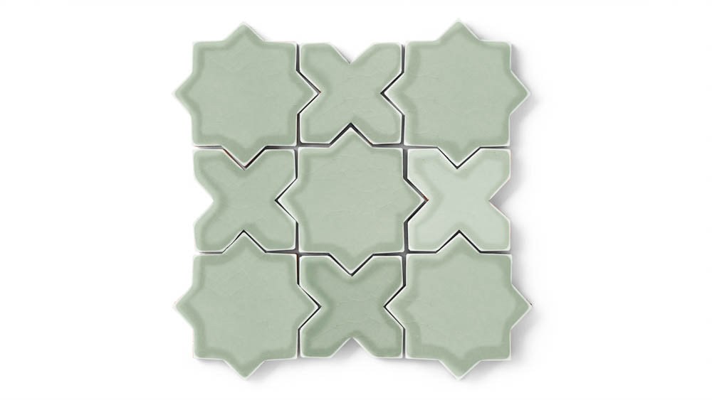 Mini Star & Cross Original Ceramic Tile in Rosemary Gloss