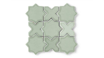 Mini Star & Cross Original Ceramic Tile in Rosemary Gloss