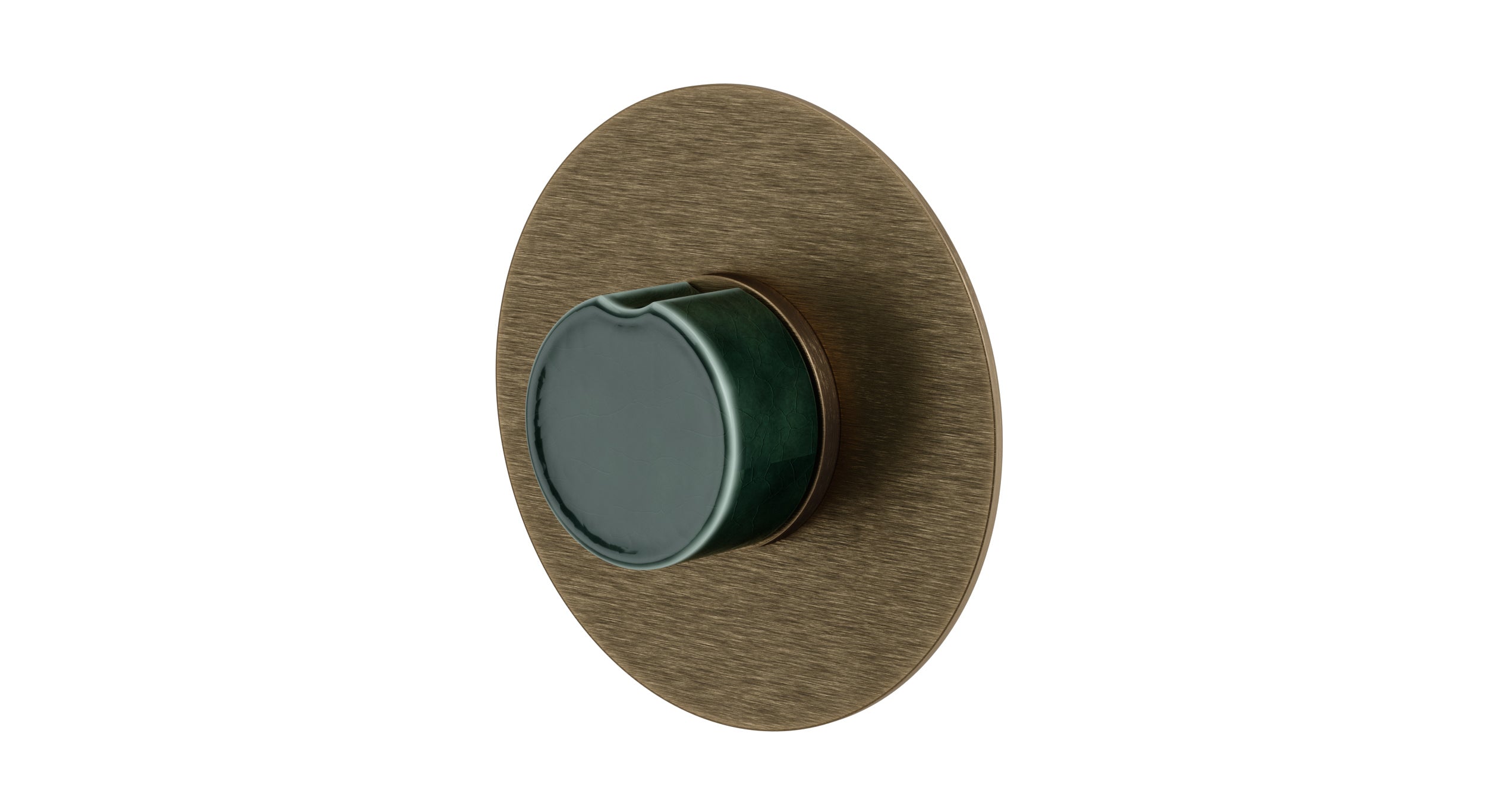 Foundry One Handle Wall Mount Shower Trim with Groove Ceramic Knob Handle in Antique Brass