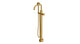 Emerson One Handle Floor Mount Squaretop Bath Trim with Hand Shower and Classic Cross Handle in French Brass