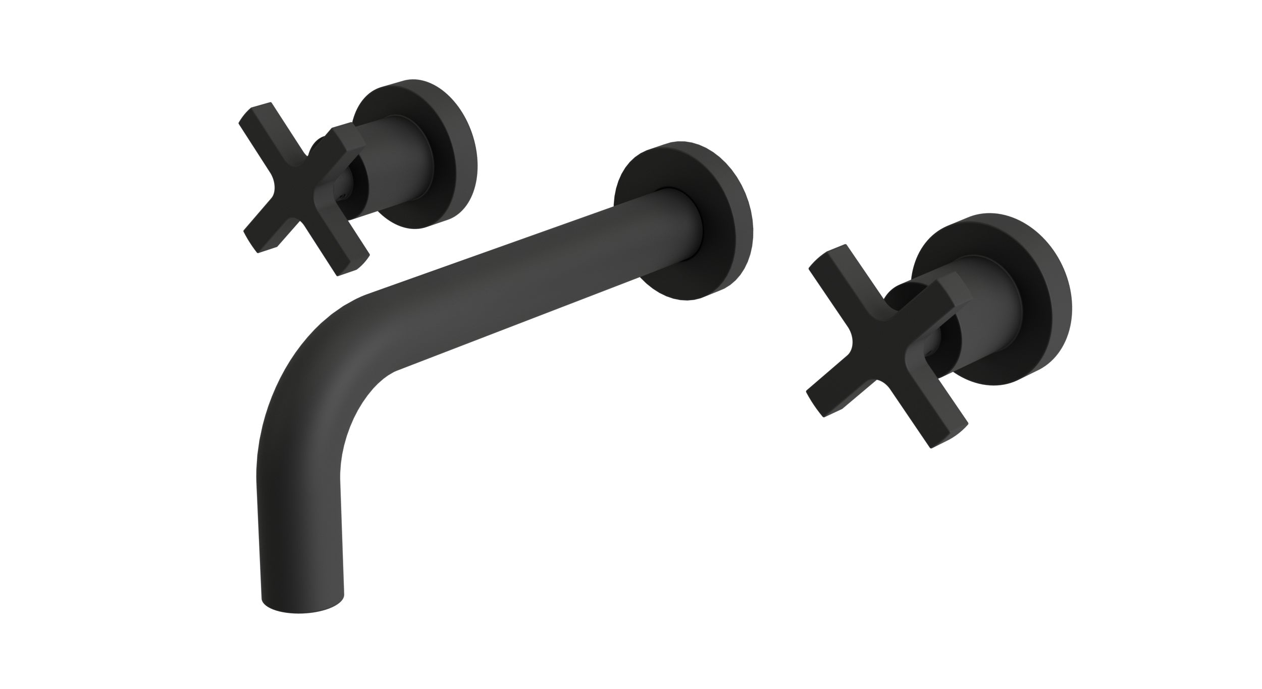 Flatiron Two Handle Wall Mount 7.5" Lavatory Faucet with Linear Cross Handles in Matte Black