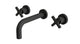 Flatiron Two Handle Wall Mount 7.5" Lavatory Faucet with Linear Cross Handles in Matte Black
