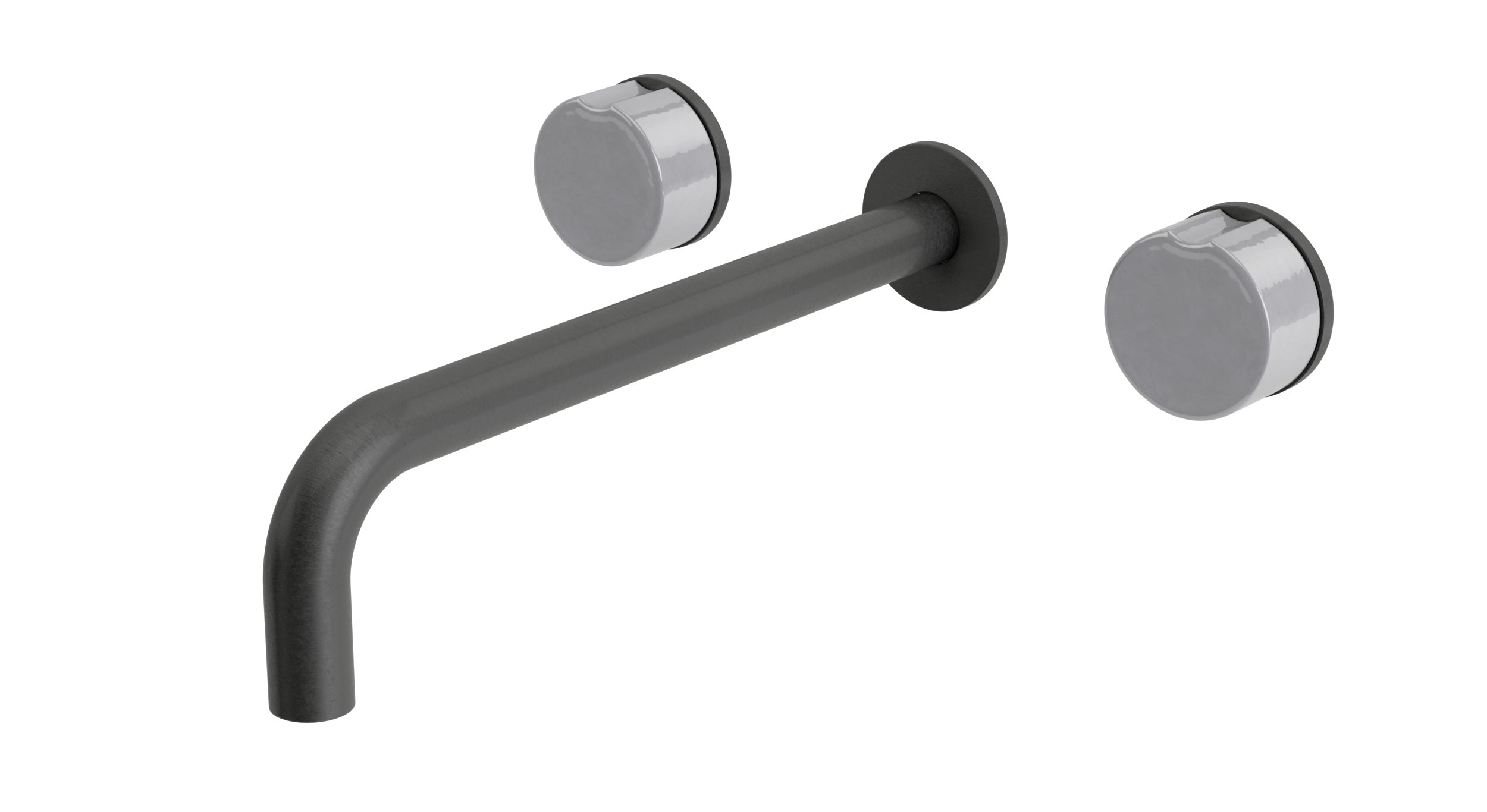 Foundry Two Handle Wall Mount 10" Lavatory Faucet with Groove Ceramic Knob Handles in Blackened Nickel