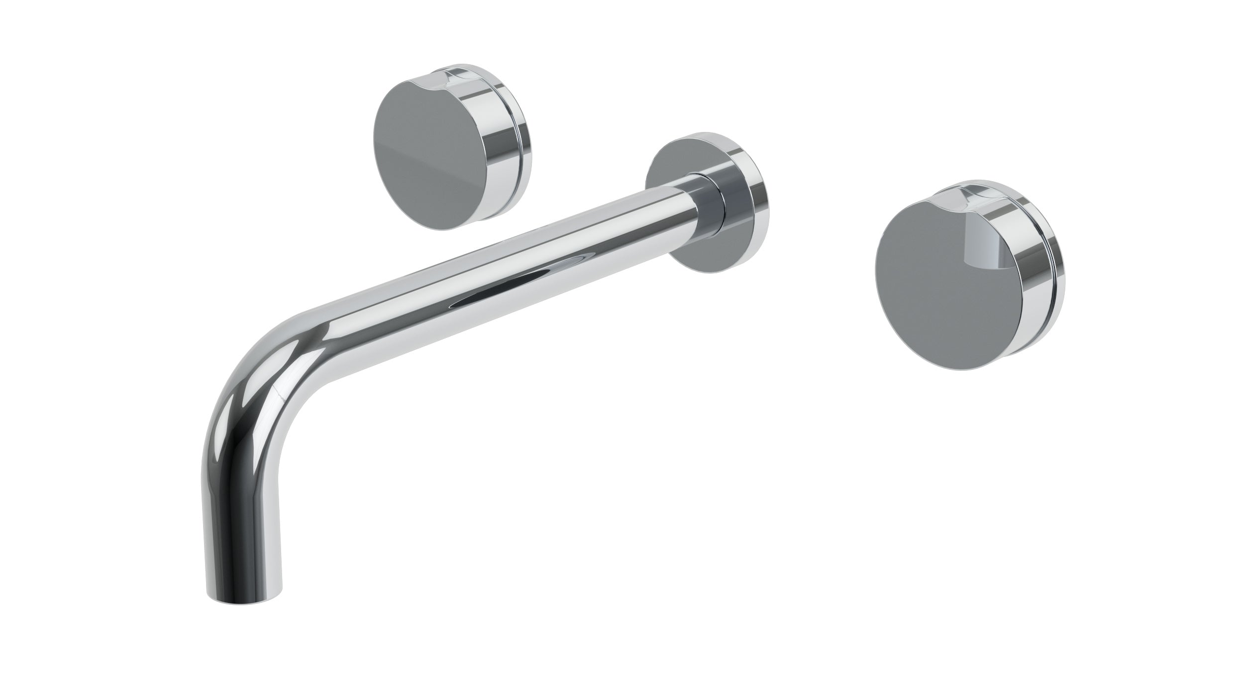 Foundry Two Handle Wall Mount 10" Lavatory Faucet with Barrel Knob Handles in Polished Chrome