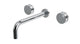 Foundry Two Handle Wall Mount 10" Lavatory Faucet with Barrel Knob Handles in Polished Chrome