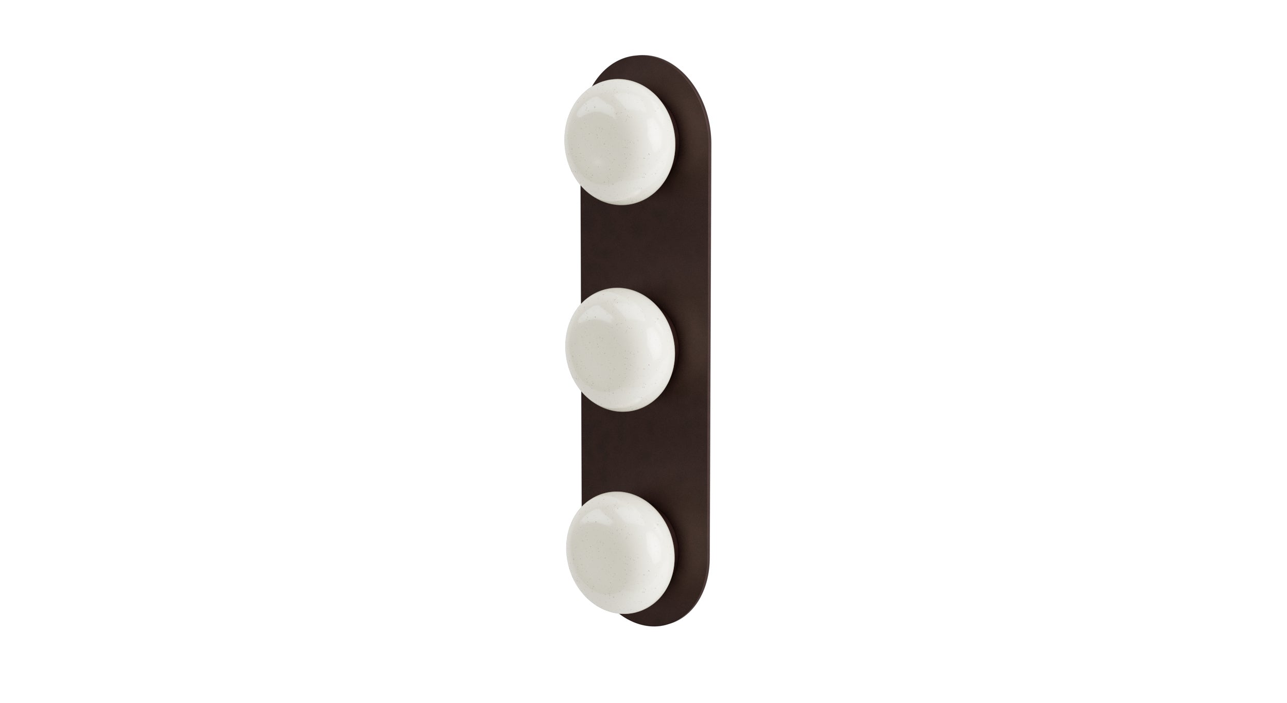 Foundry Three Handle Wall Mount Shower Trim with Pebble Ceramic Knob Handles in Architectural Copper