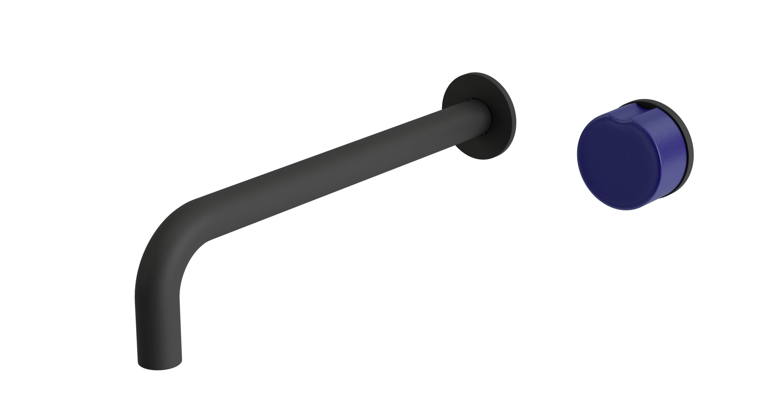Foundry One Handle Wall Mount 10" Lavatory Faucet with Groove Ceramic Knob Handle in Matte Black