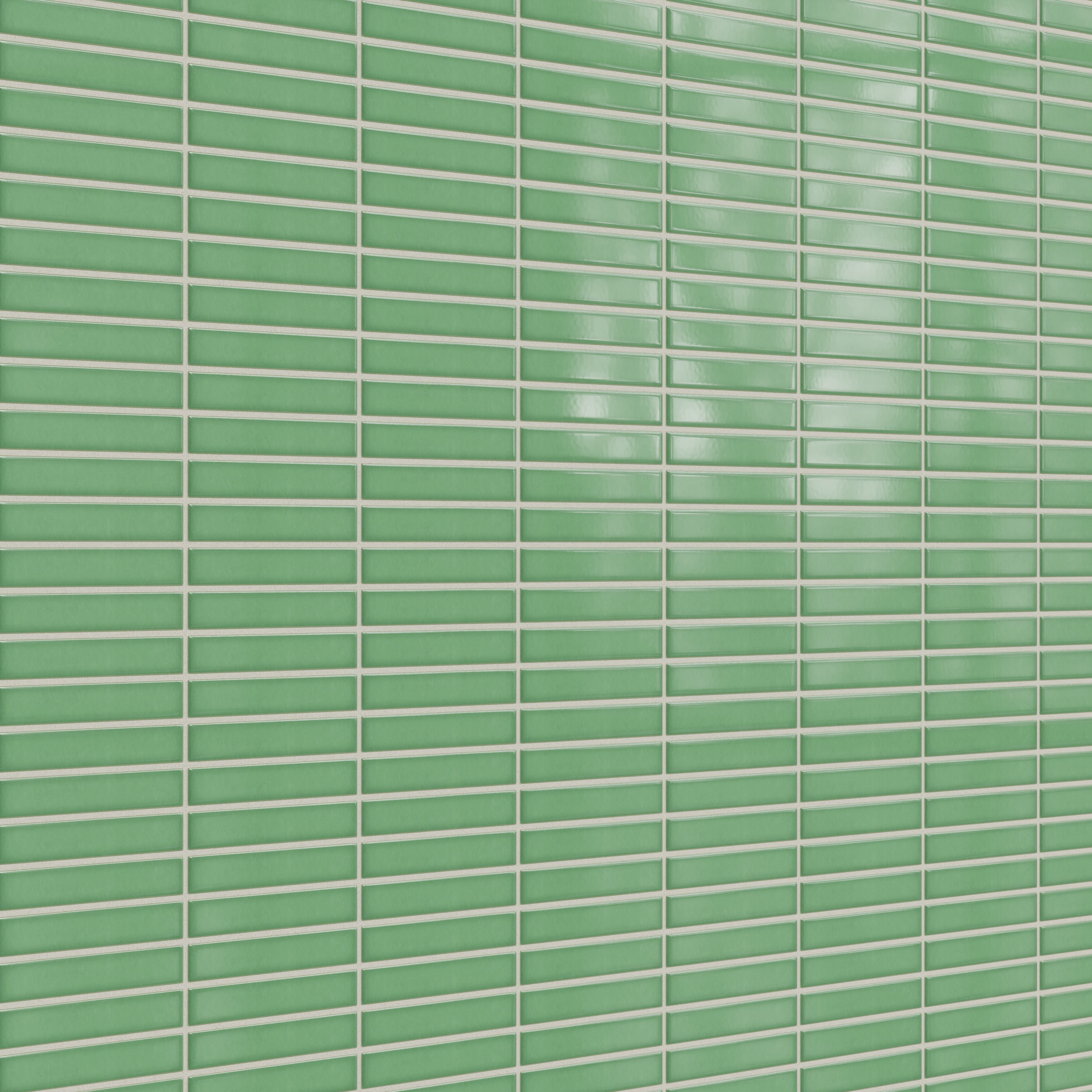 1x6 Straight Set Sheeted Original Ceramic Mosaic Tile in Sea Green Gloss