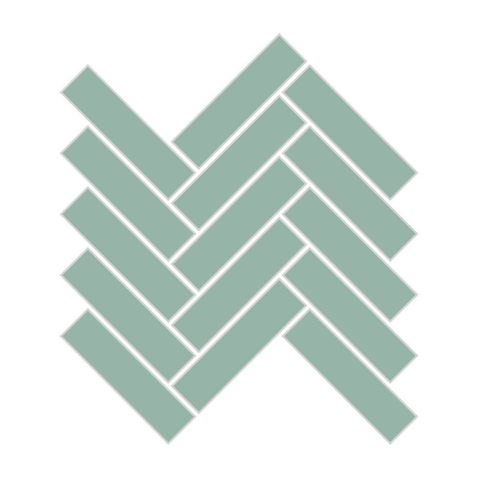 1x4 Herringbone Sheeted Glass Mosaic Tile in Kingfisher Matte