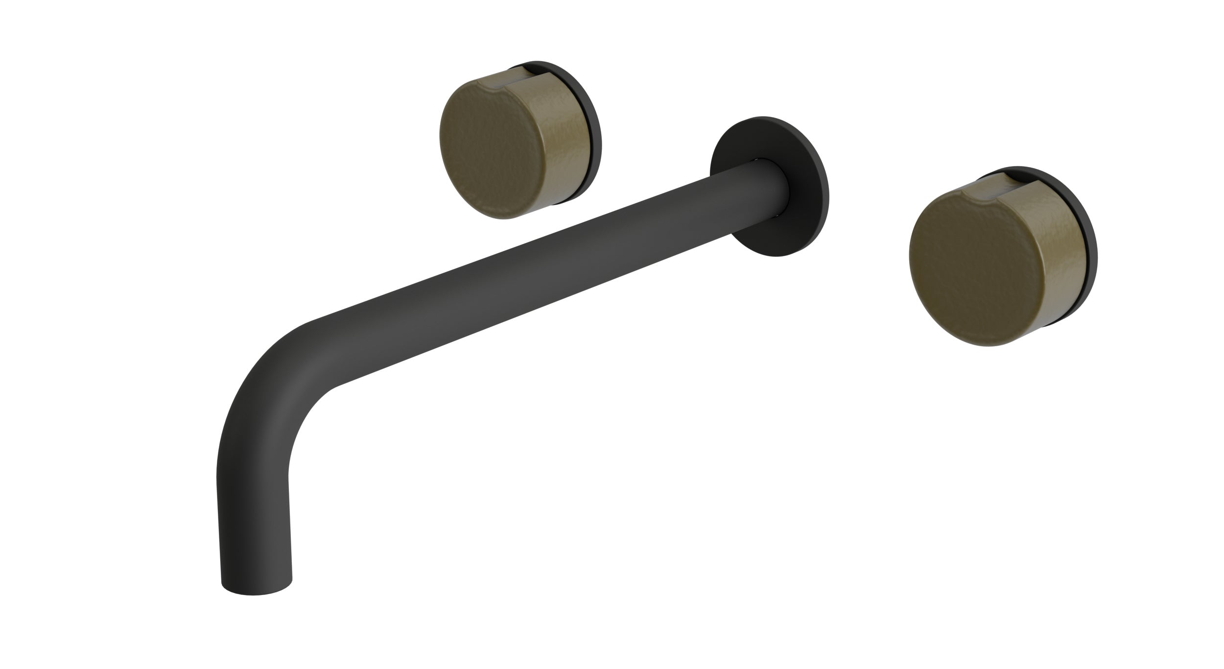 Foundry Two Handle Wall Mount 10" Lavatory Faucet with Groove Ceramic Knob Handles in Matte Black