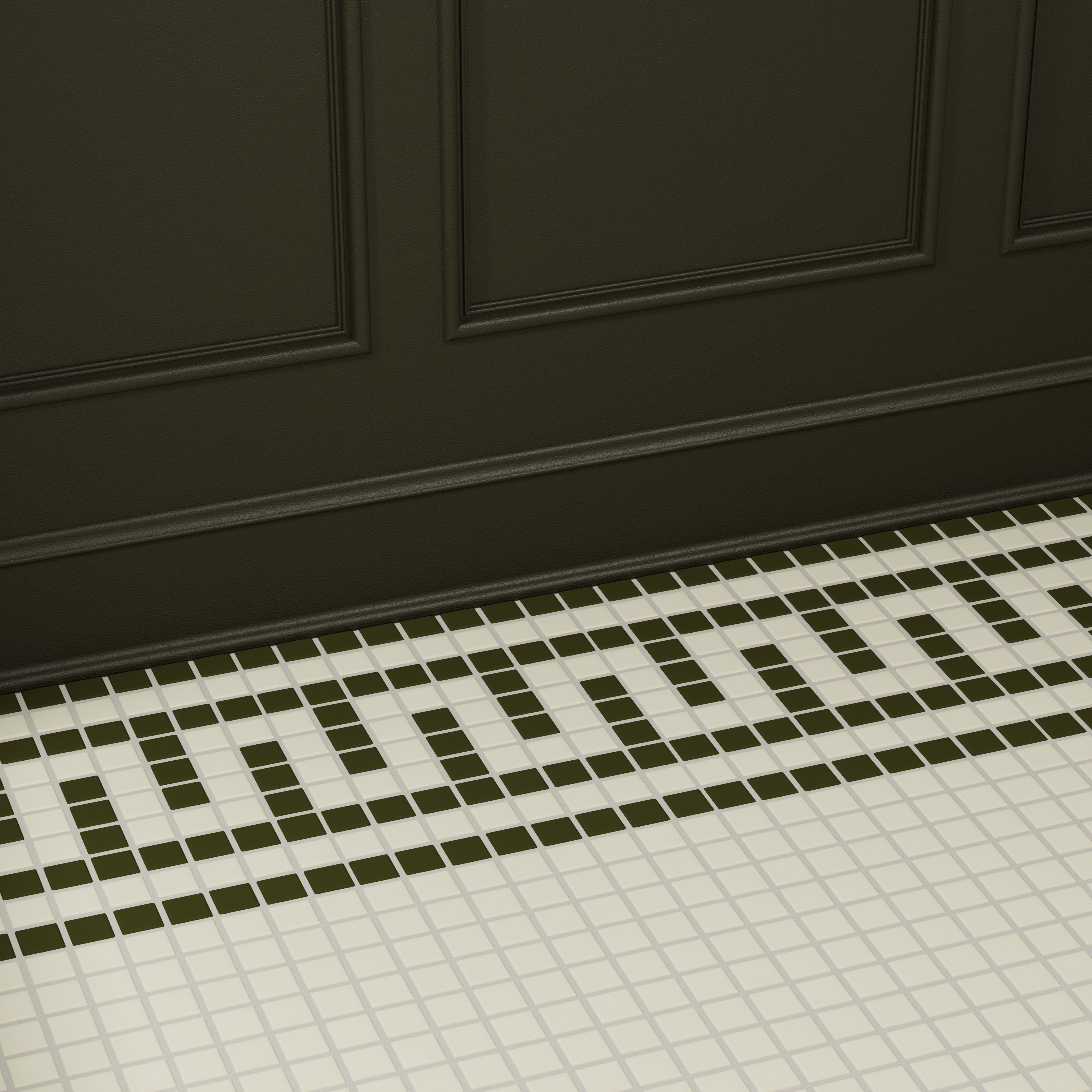 1x1 Labyrinth Border Sheeted Original Ceramic Tile in Celadon Matte