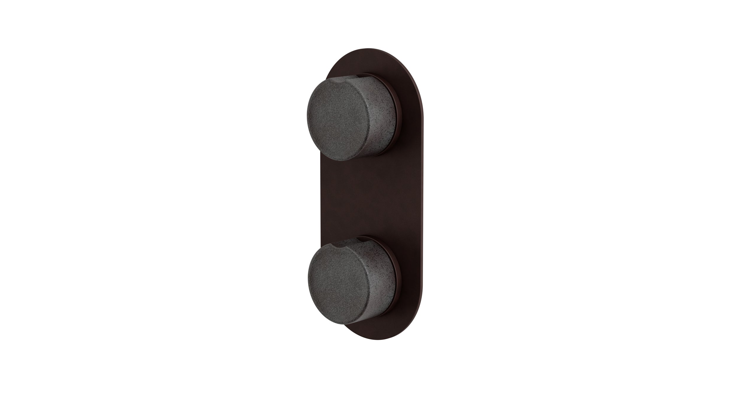 Foundry Two Handle Wall Mount Shower Trim with Groove Ceramic Knob Handles in Architectural Copper