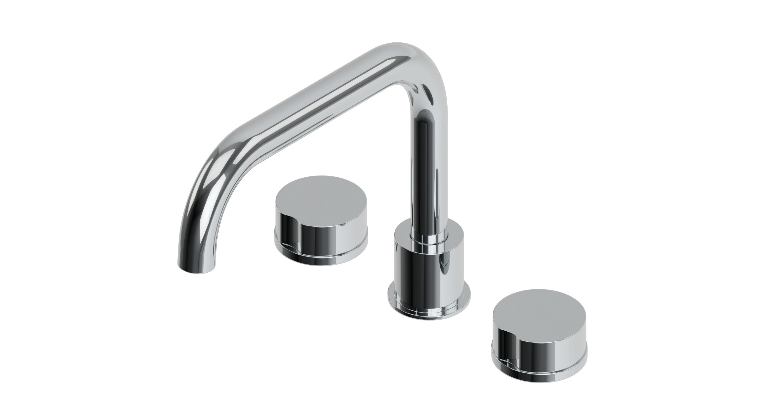Foundry Two Handle Deck Mount Squaretop Bath Trim with Barrel Knob Handles in Polished Chrome