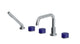 Foundry Three Handle Deck Mount Squaretop Bath Trim with Hand Shower and Groove Ceramic Knob Handles in Satin Chrome