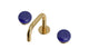 Foundry Two Handle Deck Mount Squaretop Lavatory Faucet with Pebble Ceramic Knob Handles in Satin Brass