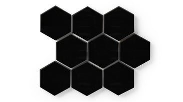4" Hexagon Original Ceramic Tile in Raven Gloss