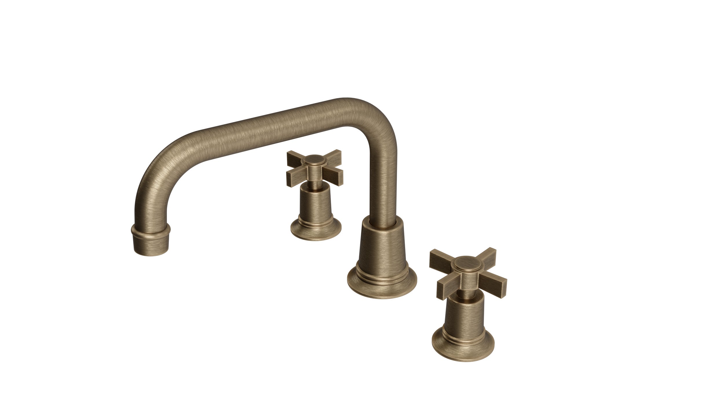 Emerson Two Handle Deck Mount Squaretop Bath Trim with Defined Cross Handles in Antique Brass