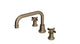 Emerson Two Handle Deck Mount Squaretop Bath Trim with Defined Cross Handles in Antique Brass