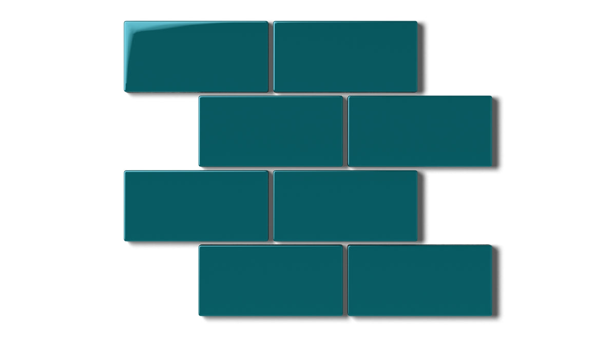 Maya Blue 2x4 Half Offset Sheeted Gloss Natural Press Ceramic Tile