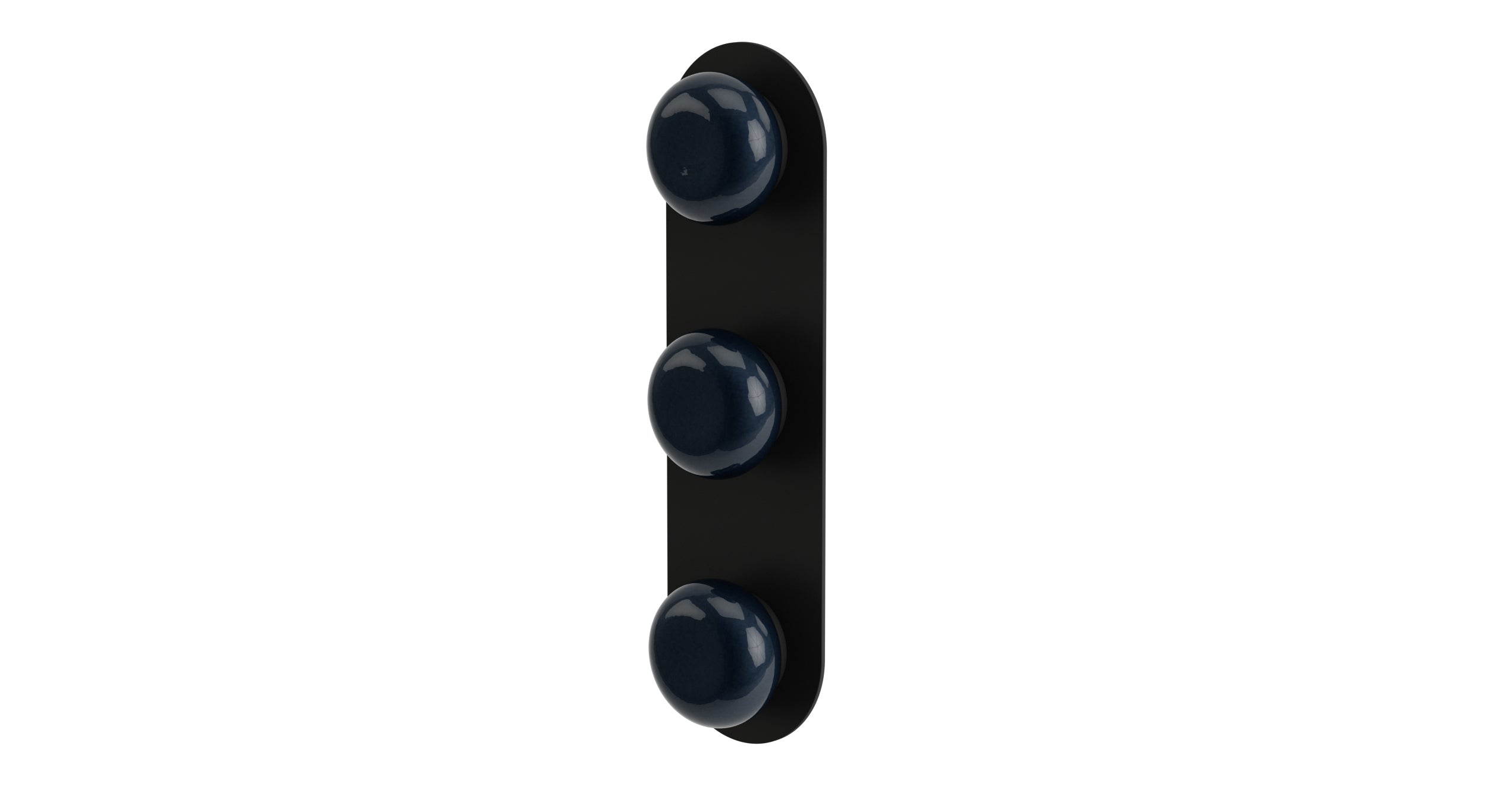 Foundry Three Handle Wall Mount Shower Trim with Pebble Ceramic Knob Handles in Matte Black