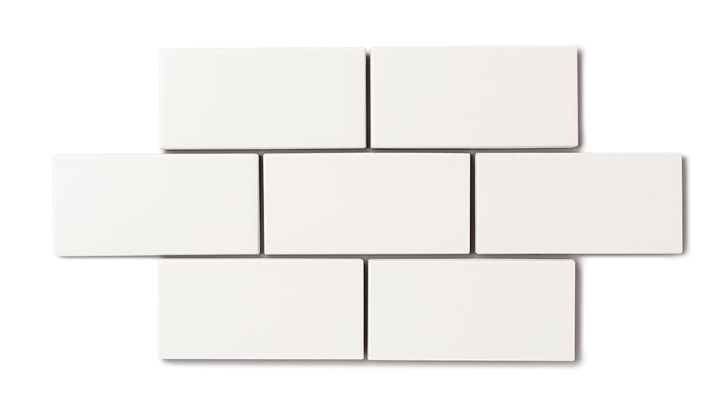 2x8 Natural Press Ceramic Tile in Flake White Matte