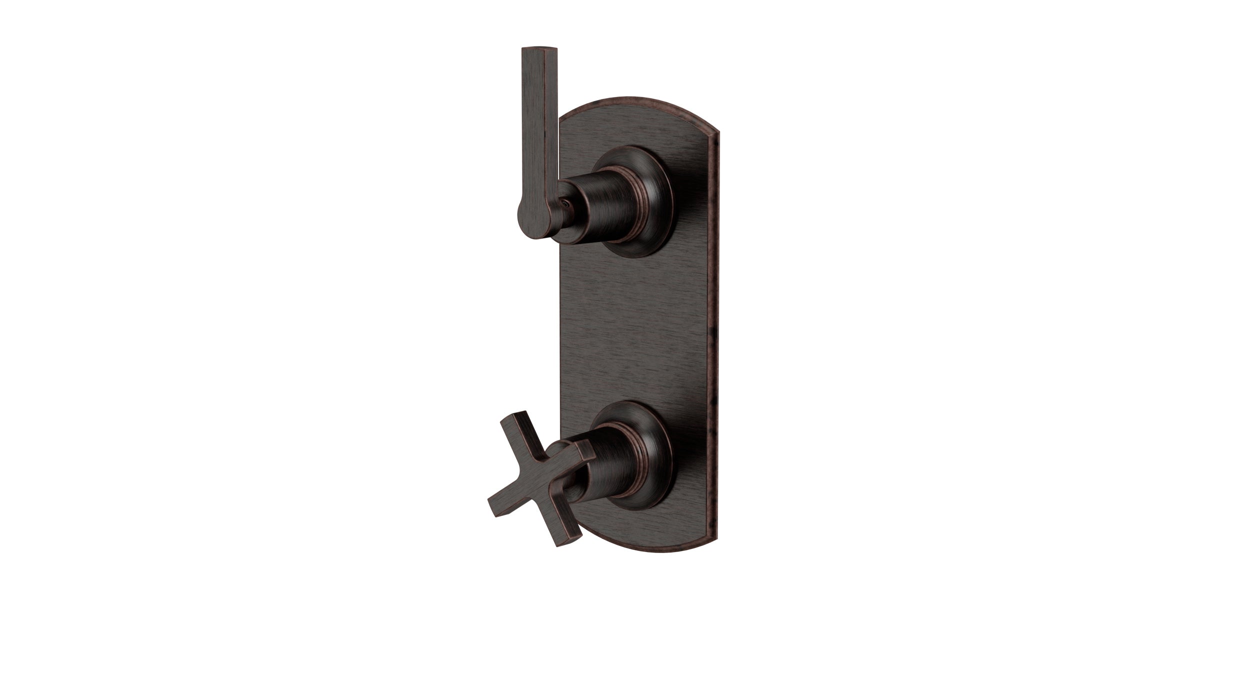 Emerson Two Handle Wall Mount Shower Trim with Classic Cross/Classic Lever Handles in Antique Bronze