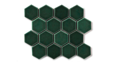 2" Hexagon Sheeted Original Ceramic Mosaic Tile in Evergreen Gloss