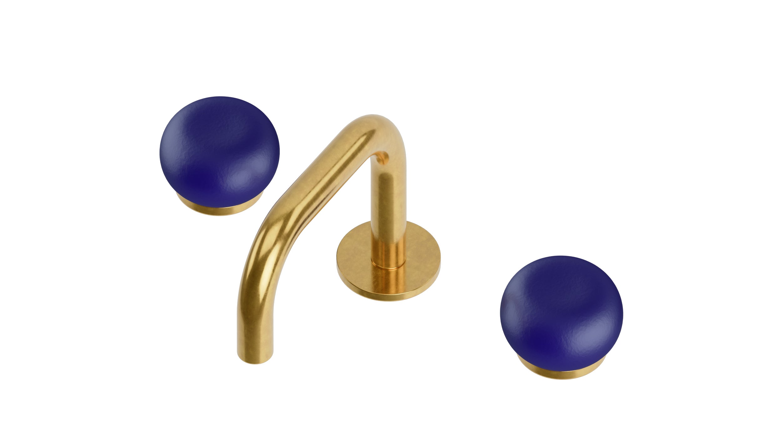 Foundry Two Handle Deck Mount Squaretop Lavatory Faucet with Pebble Ceramic Knob Handles