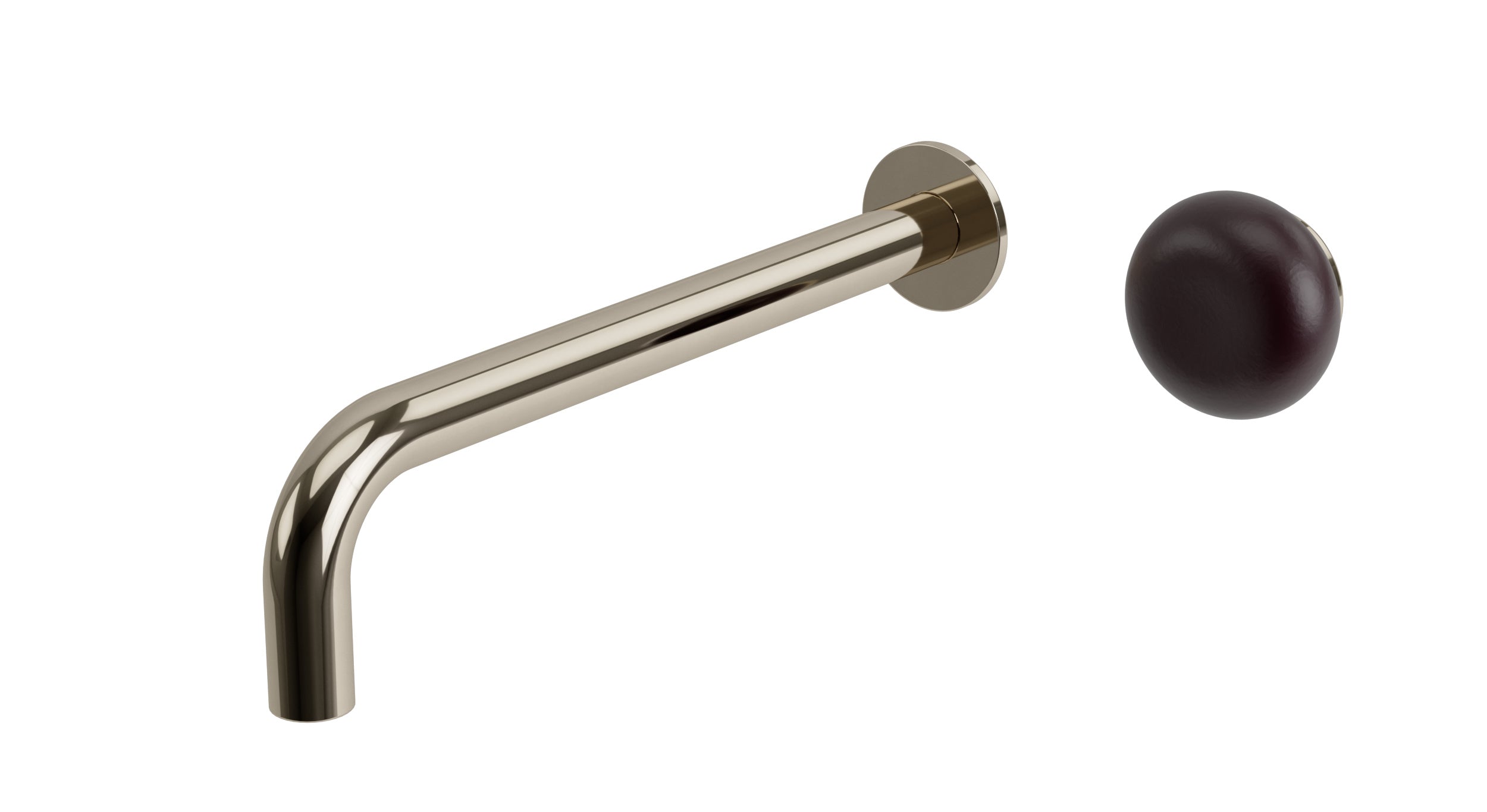 Foundry One Handle Wall Mount 10" Lavatory Faucet with Pebble Ceramic Knob Handle in Polished Nickel